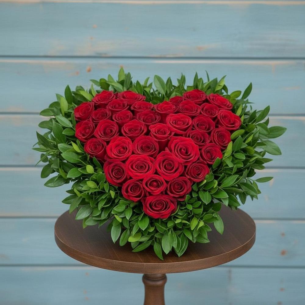 Цветочная композиция из Розы в виде сердца в Верхотурье