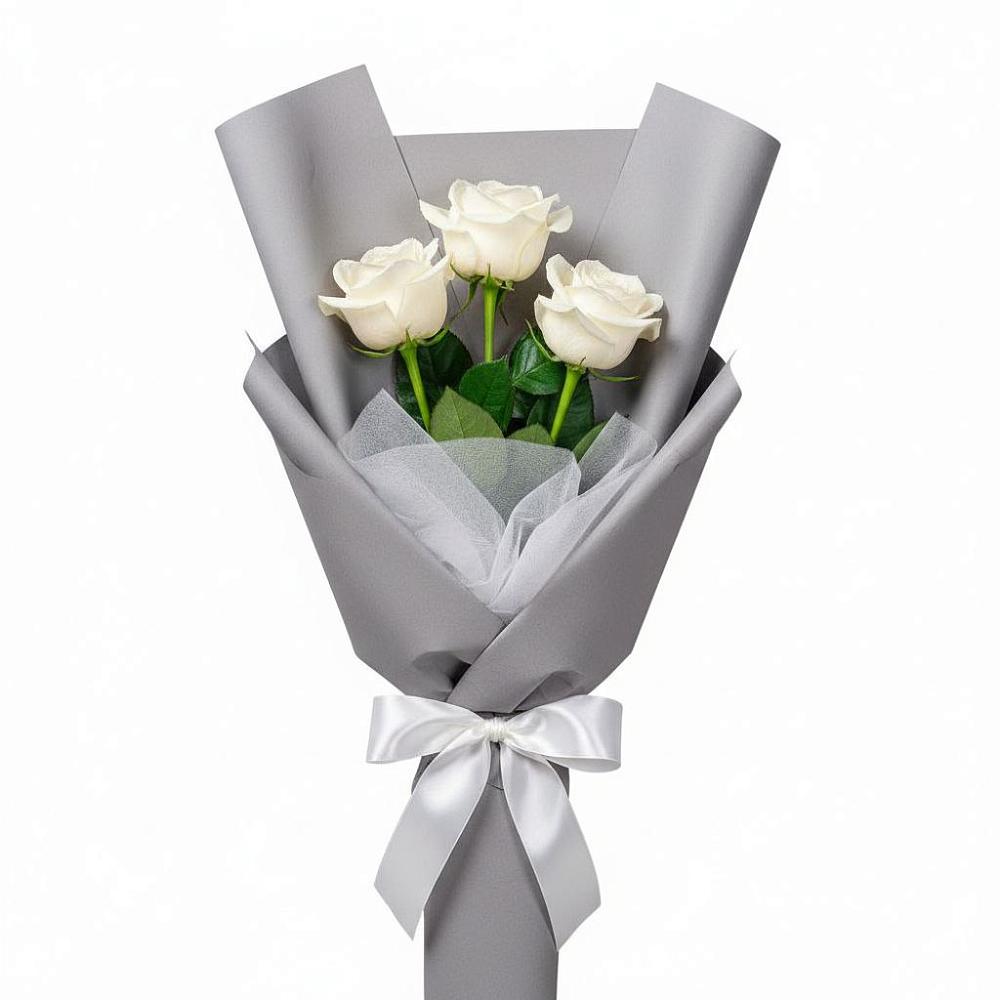Букет 3 белые розы в Верхотурье