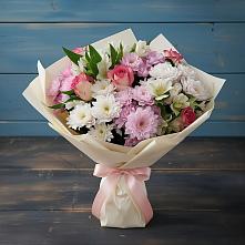 Букет цветов из:  Хризантемы, Альстромерии и Розы в Верхотурье