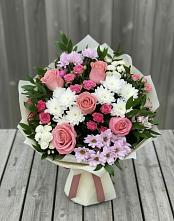 Букет цветов из:  Альстромерии, Гвоздики, Розы и Хризантемы #REPLACE_PRED# Верхотурье