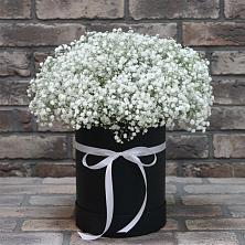 Цветочная композиция из Гипсофила в шляпной коробке в Верхотурье